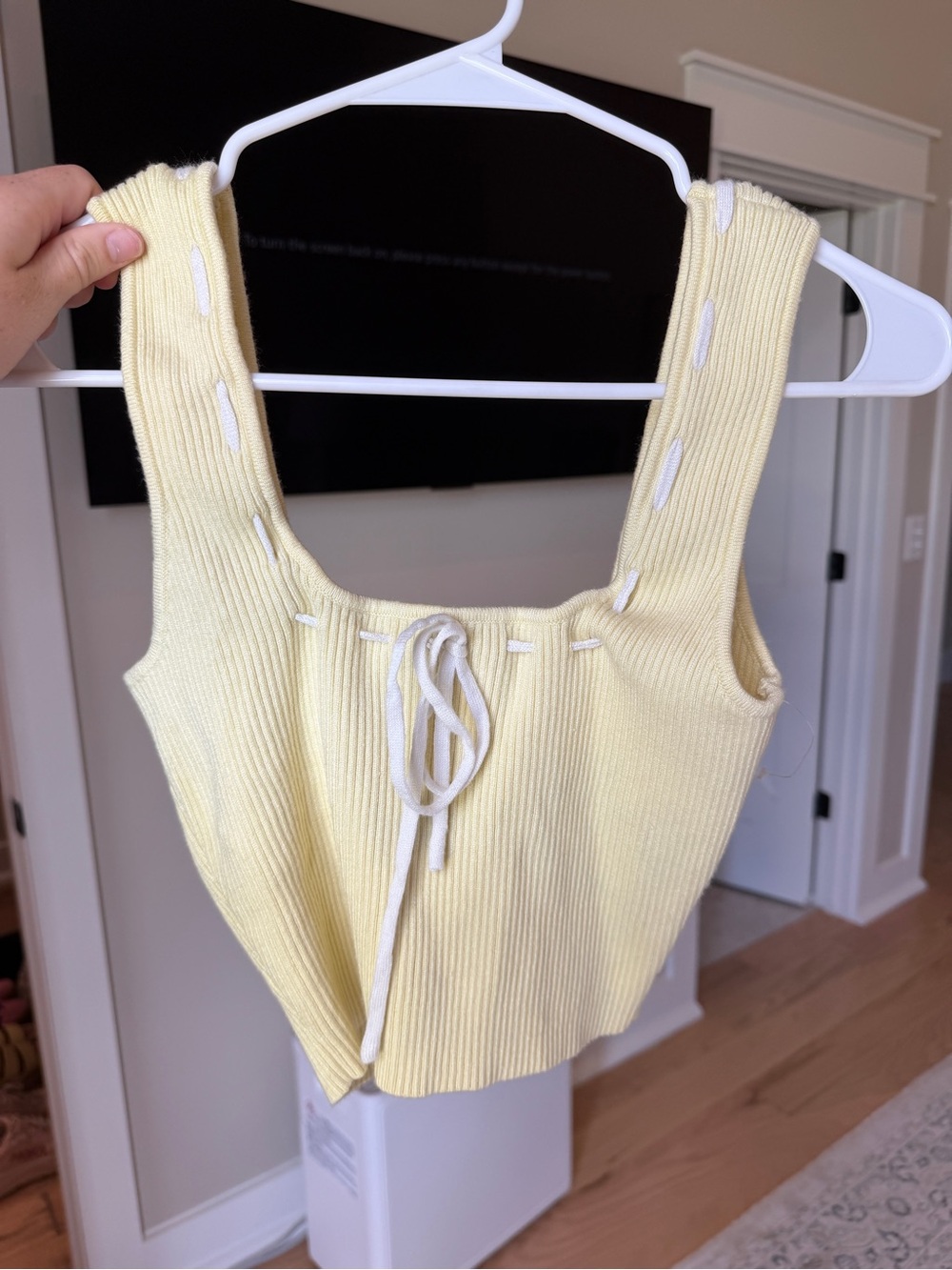 Altard state- Ribbed Square-Neck Crop Tank - Soft Yellow